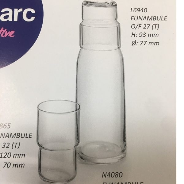 法國樂美雅Luminarc 床頭壺1.0L 1000cc 床頭壺+270cc洛各強化可疊杯*1