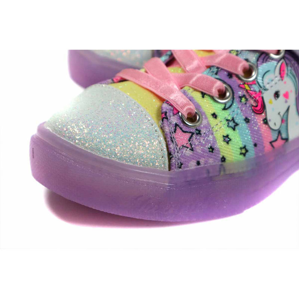 SKECHERS Twinkle Toes 休閒布鞋 電燈鞋 童鞋 魔鬼氈 紫/粉紅 314783LLVMT no694 product thumbnail 6