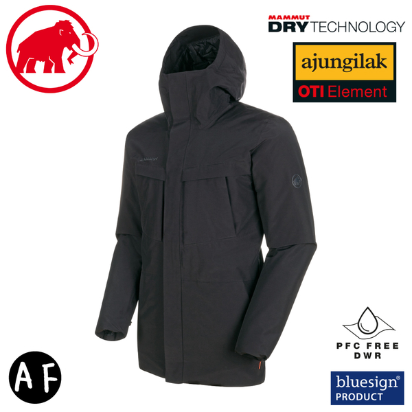 【MAMMUT 長毛象 男 Chamuera Thermo Parka 連帽硬殼外套《黑》】1010-27370/風雨衣/長版