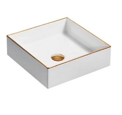 【麗室衛浴】美國 KOHLER MICA GOLD 24K金方型檯上盆 K-77674T-PD-0 39.3x39.3x15.8cm