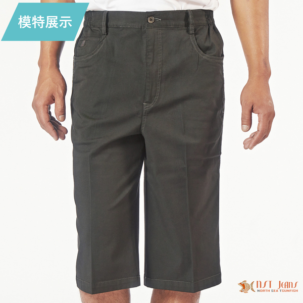 【NST Jeans】闇黑之作 結構感縫線 男鬆緊腰七分短褲 (中高腰寬版) 特大尺碼 005(26326)台灣製 product thumbnail 5