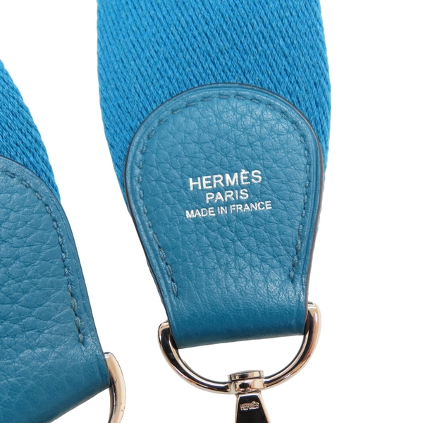 【二手名牌BRAND OFF】HERMES 愛馬仕 藍色 Togo皮革 Evelyne III 肩背包 銀扣 □O刻印 (內裡有污漬) product thumbnail 7