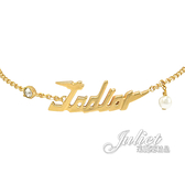 茱麗葉精品 【全新現貨 】Christian Dior Jadior 英字LOGO水鑽珍珠裝飾手鍊.金
