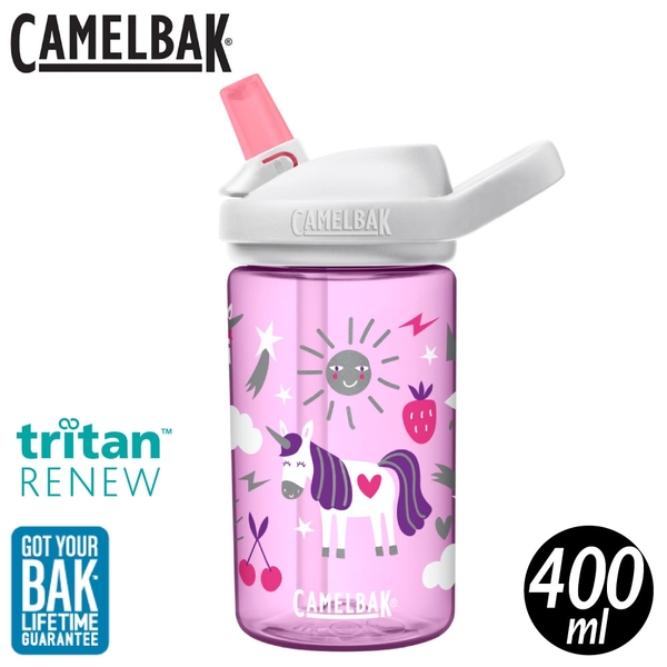 【CamelBak 美國 400ml eddy+Kids兒童吸管運動水瓶RENEW《歡樂獨角獸》】CB2472501041