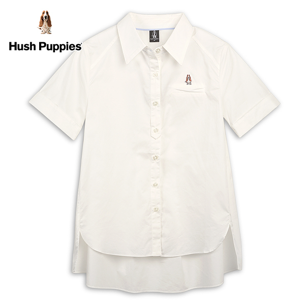 Hush Puppies 襯衫 女裝素色舒適剪裁後褶短袖襯衫