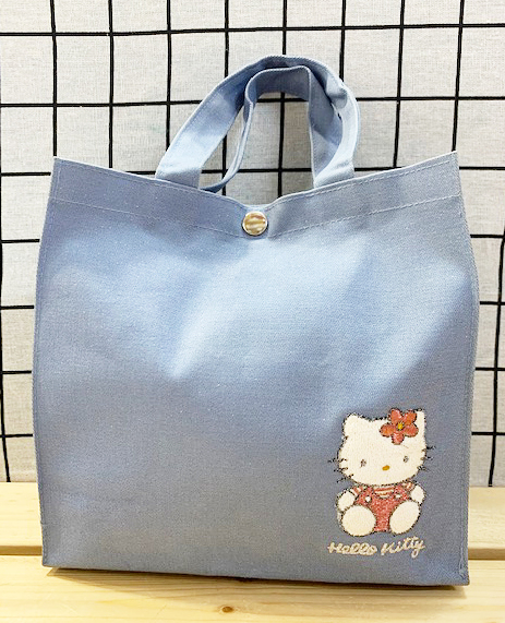 【震撼精品百貨】Hello Kitty 凱蒂貓~日本SANRIO三麗鷗KITTY手提袋-藍底坐*85592