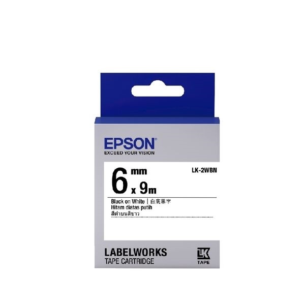 EPSON LK-2WBN S652401標籤帶 白底黑字6mm product thumbnail 2