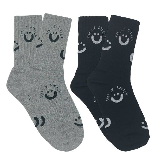 AMICA 1235#滿版笑臉羅紋中筒襪(1雙入) 款式可選【小三美日】 DS015597