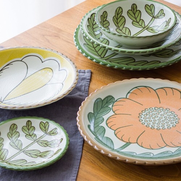 日本製 美濃燒 花卉盤 餐盤 陶瓷餐盤 陶瓷碗 深盤 碗 大盤子 陶瓷盤 水果盤 美濃燒 花卉盤 餐盤