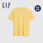Gap男女同款 厚磅密織系列 純棉素色圓領短袖T恤 690357-杏仁黃