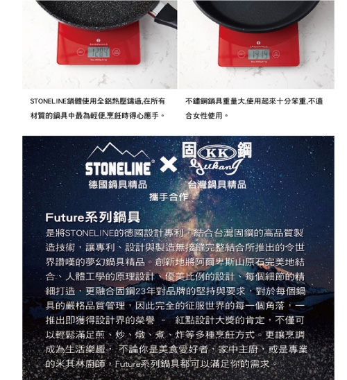 庫存出清 固鋼【STONELINE】德國經典系列 阿爾卑斯山原石鍋具組 (3鍋2蓋5件裝) product thumbnail 9