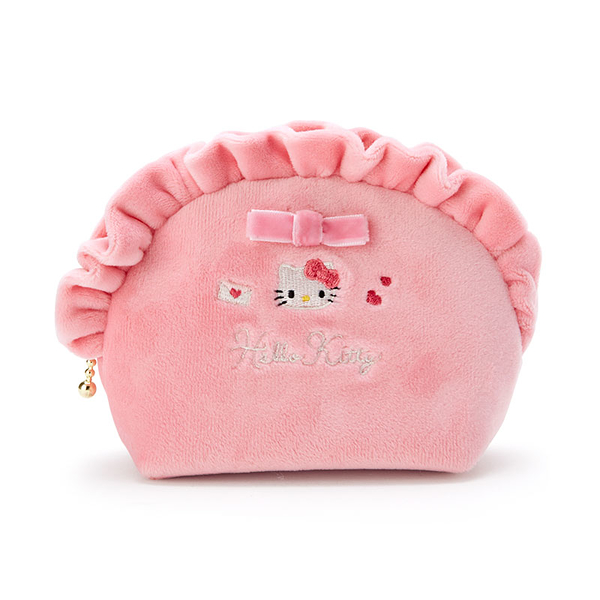 【震撼精品百貨】hello kitty 凱蒂貓~日本sanrio三麗鷗可愛緞帶絨毛化妝包*26796