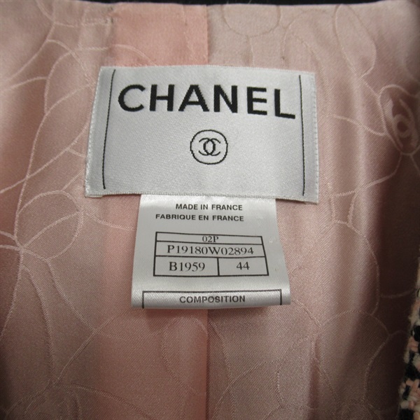 【二手名牌BRAND OFF】CHANEL 香奈兒 黑色 粉色 粗花呢 羊毛 編織 西裝外套 P19180W02864 product thumbnail 4