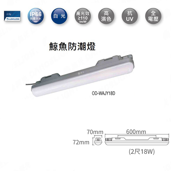 【燈王的店】舞光 LED 18W 2尺 鯨魚一體式 防潮燈 戶外 防水 IP66 白光 OD-WAJY18D