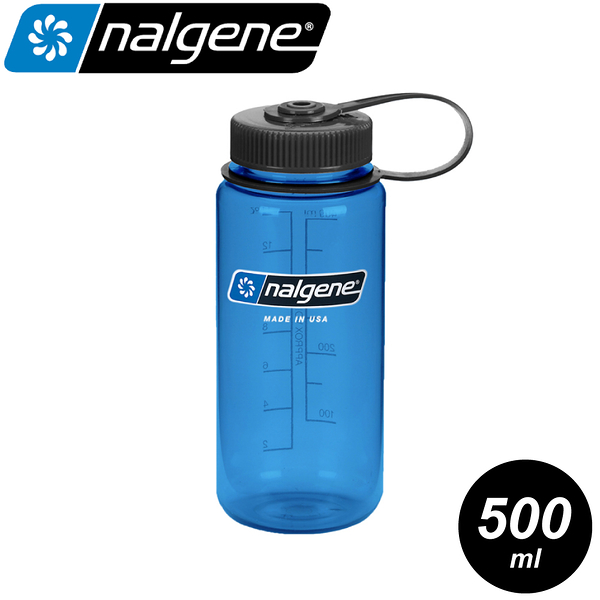 【Nalgene 美國 寬嘴水壺 0.5L《灰藍》】2178-1116/運動水壺/休閒水壼/隨身水壺/環保水壺/水瓶