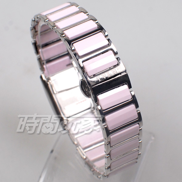 TIVOLINA 閃耀美鑽 方型鑽錶 珍珠螺貝面盤 防水手錶 藍寶石水晶鏡面 女錶 粉紅色 LKP3621PS