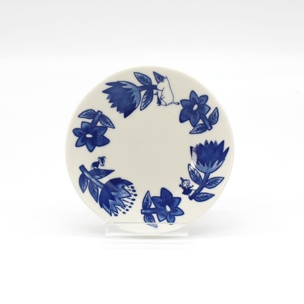 小禮堂 嚕嚕米 YAMAKA陶瓷點心盤3入組 13.5cm (白藍花草款) product thumbnail 2