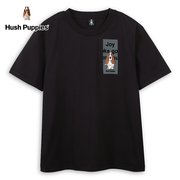 Hush Puppies T恤 男裝簡約設計植絨印花文字刺繡狗寬鬆版短袖T恤