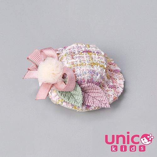 UNICO 兒童手工製精美小香風帽子全包布髮夾/髮飾