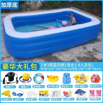 兒童小孩充氣加厚游泳池嬰兒寶寶bb游泳桶家用折疊室內超大型戶外 全館8折