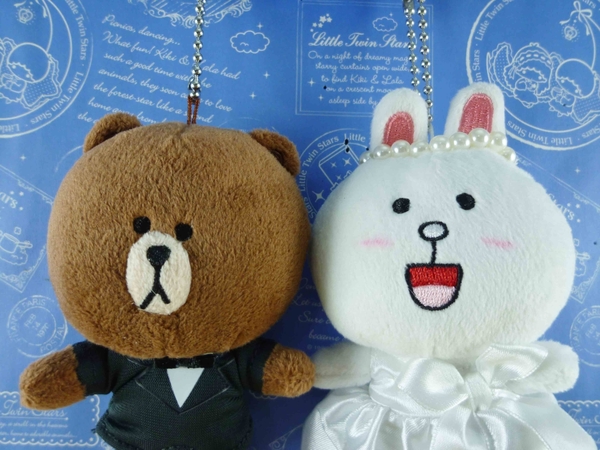【震撼精品百貨】LINE FRIENDS_絨毛吊飾-熊大及兔兔(結婚組) product thumbnail 2