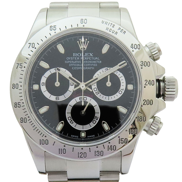 【二手名牌BRAND OFF】ROLEX 勞力士 Daytona 黑色錶盤 不鏽鋼 自動機芯 腕錶 40mm 116520