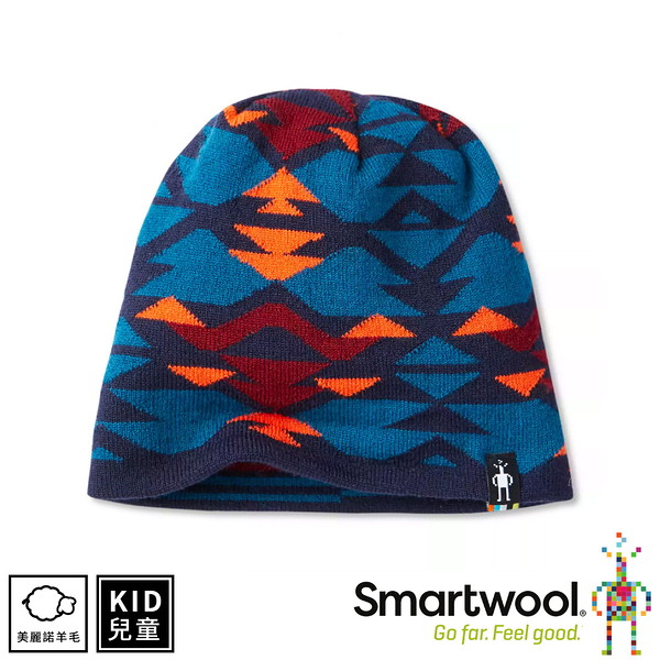 【 SmartWool 美國 孩童雙面幾何圓帽 海洋藍《深海軍藍》】SW000450/針織帽/毛線帽/羊毛帽