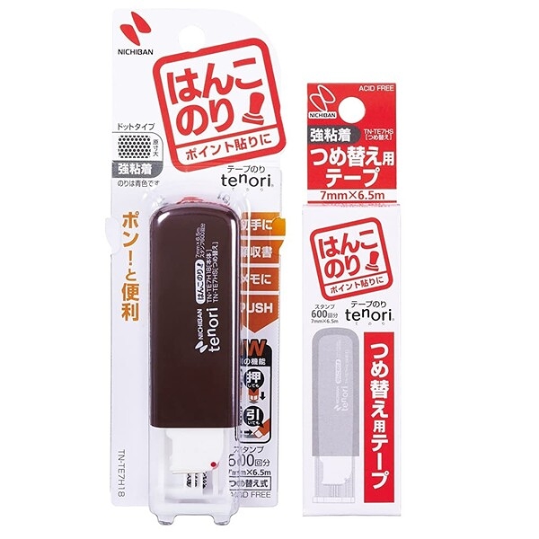 日本 NICHIBAN tenori 按壓印章式膠帶 印章式+拖曳式 雙面膠【南風百貨】