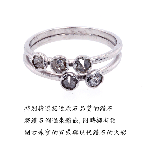 【BRILLMOND JEWELRY】鑽石排戒 50分 白K金 倒鑲手工鑽戒(9K白金台 天然鑽石總重50分) product thumbnail 3