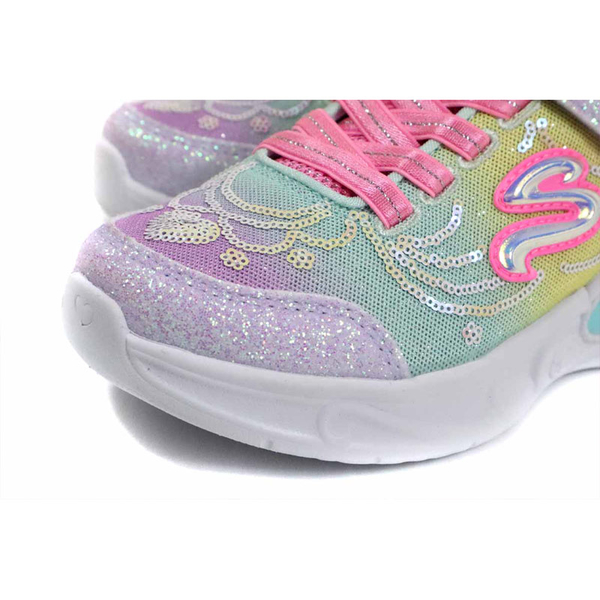 SKECHERS S-LIGHTS 運動鞋 電燈鞋 有開關 童鞋 魔鬼氈 粉紅/紫 302686L/MLT no793 product thumbnail 5