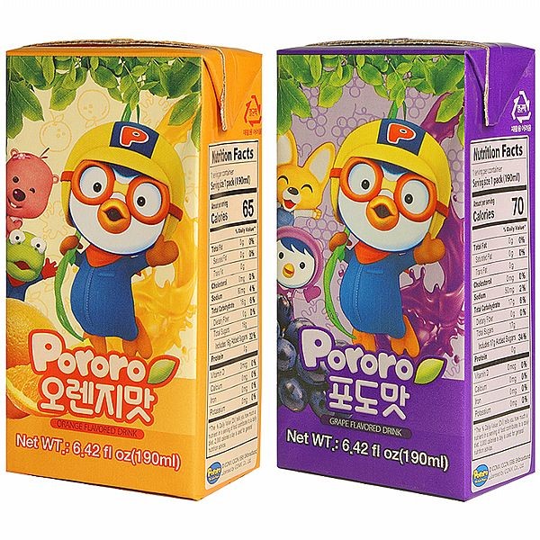 PORORO 啵樂樂 柳橙風味飲／葡萄風味飲(190ml) 款式可選【小三美日】 DS017798