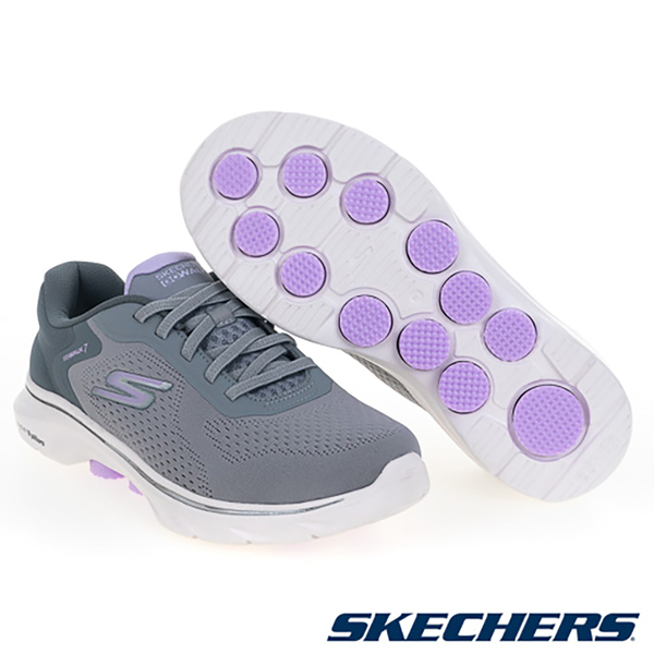 Skechers 女鞋 健走鞋 寬楦 避震 緩衝 GO WALK 7 灰紫【運動世界】125215WGYLV product thumbnail 6