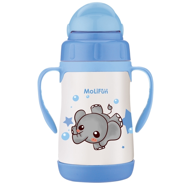 MoliFun魔力坊 不鏽鋼真空兒童吸管杯/學習杯260ml-淘氣象(MJ0529B)
