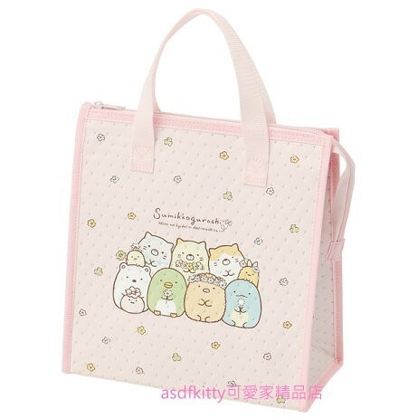 asdfkitty*日本san-x角落生物粉紅花圈方型保冷手提袋/便當袋/購物袋-日本正版商品