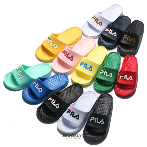 FILA 拖鞋 (偏小建議大半號) 13色 基本LOGO 橡膠 防水 輕量 男女(布魯克林)