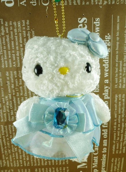 【震撼精品百貨】Hello Kitty 凱蒂貓~HELLO KITTY絨毛吊飾-誕生3月藍晶