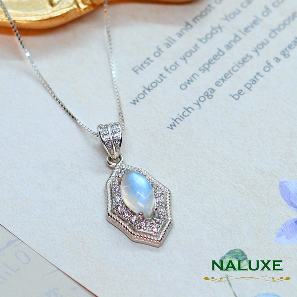 水晶【Naluxe】寶石級馬眼月光石925銀復古款項鍊(８月幸運石守護愛情提昇個人魅力)