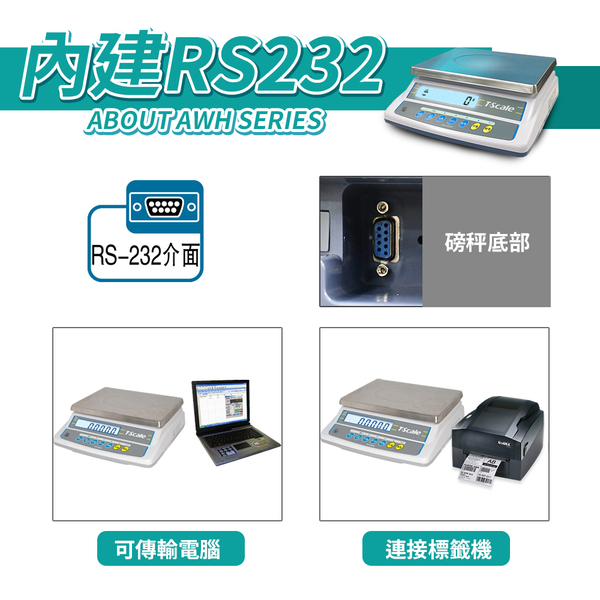 hobon電子秤 AHW系列-六萬分之一高精度計重桌秤，內建RS232 product thumbnail 8
