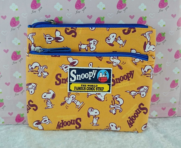 【震撼精品百貨】史奴比Peanuts Snoopy ~化妝包_雙拉鍊_咖啡色