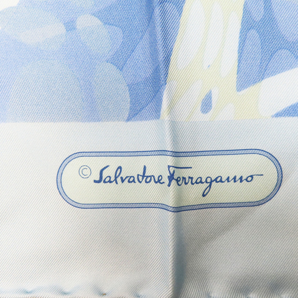 【二手名牌BRAND OFF】Salvatore Ferragamo 費拉格慕 90*90藍色絲巾 (沒洗標) product thumbnail 3