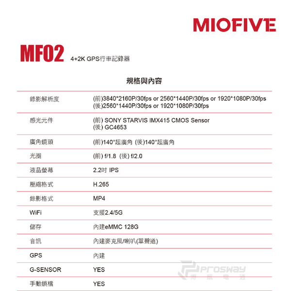 MIOFIVE MF02 前後雙錄型 汽車行車記錄器｜神盾級GPS product thumbnail 9