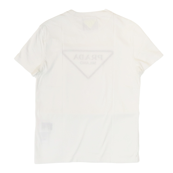 【二手名牌BRAND OFF】PRADA 普拉達 白色 棉質 經典LOGO 短袖 短版 T-shirt T恤 product thumbnail 2