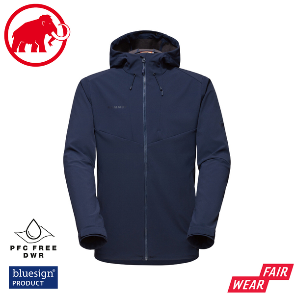 【MAMMUT 瑞士 男 Sapuen SO Hooded Jacket 防風透氣軟殼連帽外套《海洋藍》】1011-01050