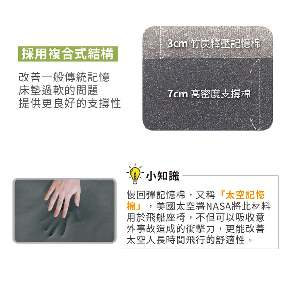 健康活性碳10公分記憶床墊【5x6.2尺 雙人】 product thumbnail 4