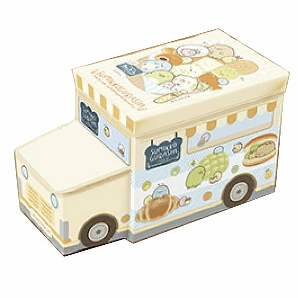 asdfkitty*日本san-x角落生物麵包店車子造型可摺疊收納箱/收納椅/儲物箱-黃色-正版