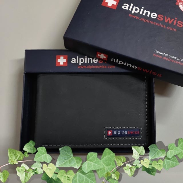 【ALPINE SWISS】瑞士+ 男皮夾 短夾 牛皮夾 雙鈔夾 品牌盒裝／炭黑 product thumbnail 7