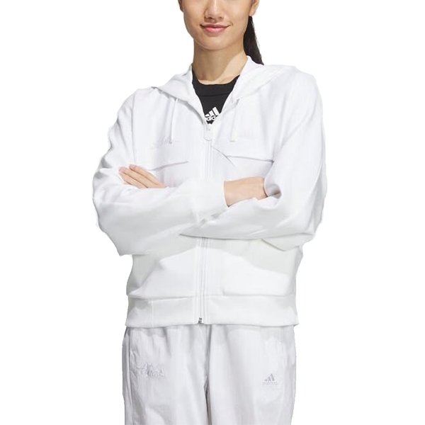 ADIDAS RCO KN JKT 連帽運動外套 白 健身 長袖 健身 女 IP7095
