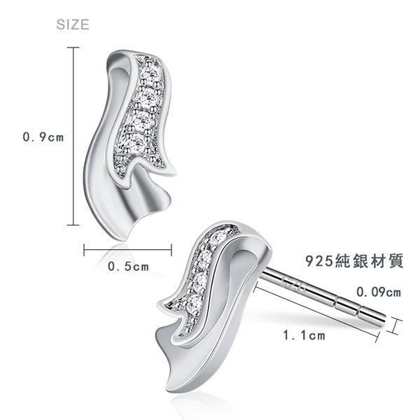 AchiCat 925純銀耳環 純銀飾 優雅緞帶 純銀耳針 GS6017 product thumbnail 2