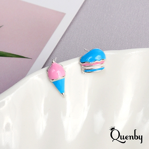 Quenby 送禮 母親節 韓系平價飾品 925純銀 小巧精緻漢堡冰淇淋貼耳耳環/耳針 product thumbnail 5