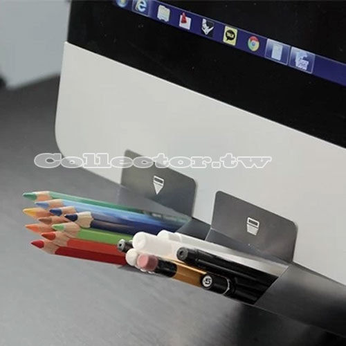 韓版-DIY電腦螢幕可黏式筆筒 顯示器輔助文具插袋 桌面整理收納